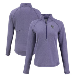 Heather Purple Colorado Rockies Cutter & Buck Women's Peshastin Eco Fleece Recycled Raglan Half-Zip Top