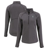 Heather Black Houston Astros Cutter & Buck Women's Peshastin Eco Fleece Recycled Raglan Half-Zip Top