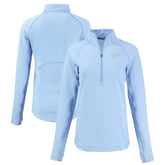 Heather Light Blue Kansas City Royals Cutter & Buck Women's Peshastin Eco Fleece Recycled Raglan Half-Zip Top