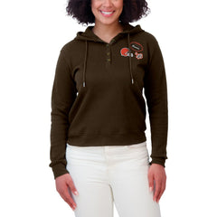 WEAR by Erin Andrews Women's Plus Size Waffle Hoodie Pullover Top - Cleveland Browns Hoodies