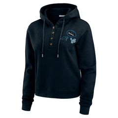 WEAR by Erin Andrews Women's Plus Size Waffle Hoodie Pullover Top - Carolina Panthers Hoodies