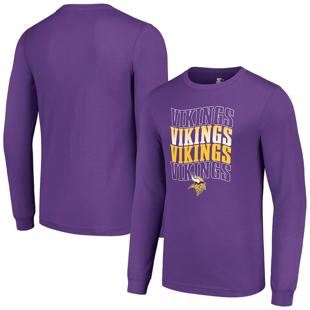 Starter Team Name Graphic Long Sleeve T-Shirt - Minnesota Vikings T-shirts