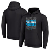 Starter Four Team Name Logo Fleece Pullover Hoodie - Carolina Panthers Hoodies