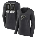 Women's Personalized Name & Number Monochrome V-neck T-Shirt - Atlanta Falcons T-shirts
