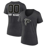 Women's Personalized Name & Number Monochrome V-Neck Long Sleeve T-Shirt - Atlanta Falcons T-shirts