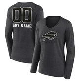 Women's Personalized Name & Number Monochrome V-neck T-Shirt - Buffalo Bills T-shirts