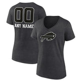 Women's Personalized Name & Number Monochrome V-Neck Long Sleeve T-Shirt - Buffalo Bills T-shirts