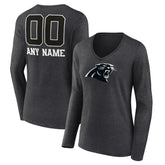 Women's Personalized Name & Number Monochrome V-neck T-Shirt - Carolina Panthers T-shirts