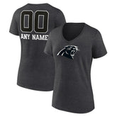 Women's Personalized Name & Number Monochrome V-Neck Long Sleeve T-Shirt - Carolina Panthers T-shirts