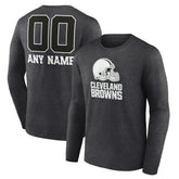 Personalized Name & Number Monochrome Long Sleeve T-Shirt - Cleveland Browns T-shirts