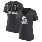Women's Personalized Name & Number Monochrome V-Neck Long Sleeve T-Shirt - Cleveland Browns T-shirts