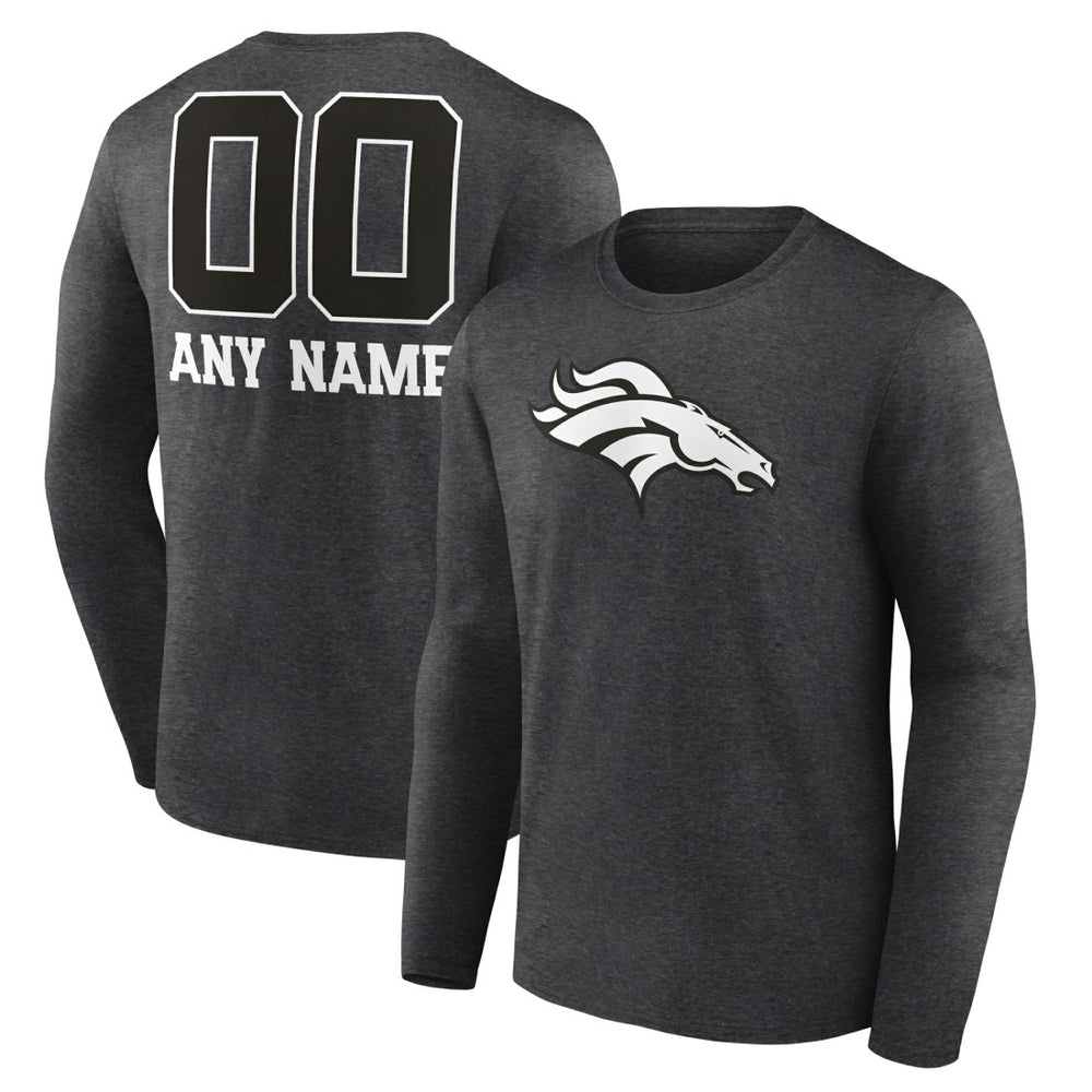 Personalized Name & Number Monochrome Long Sleeve T-Shirt - Denver Broncos T-shirts
