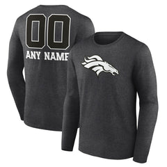 Personalized Name & Number Monochrome Long Sleeve T-Shirt - Denver Broncos T-shirts