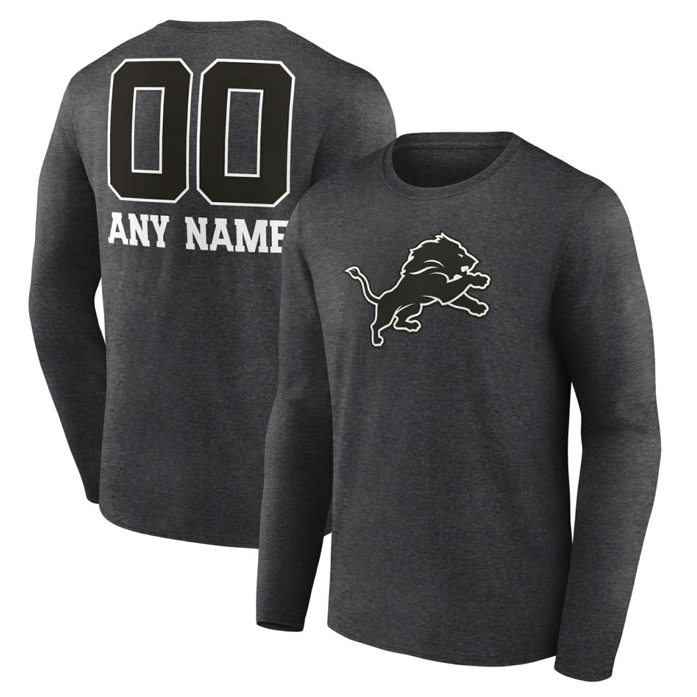 Personalized Name & Number Monochrome Long Sleeve T-Shirt - Detroit Lions T-shirts