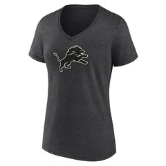 Women's Personalized Name & Number Monochrome V-Neck Long Sleeve T-Shirt - Detroit Lions T-shirts