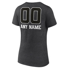 Women's Personalized Name & Number Monochrome V-Neck Long Sleeve T-Shirt - Detroit Lions T-shirts