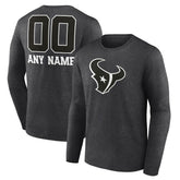 Personalized Name & Number Monochrome Long Sleeve T-Shirt - Houston Texans T-shirts