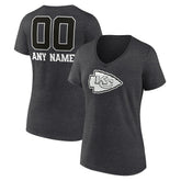 Women's Personalized Name & Number Monochrome V-Neck Long Sleeve T-Shirt - Kansas City Chiefs T-shirts