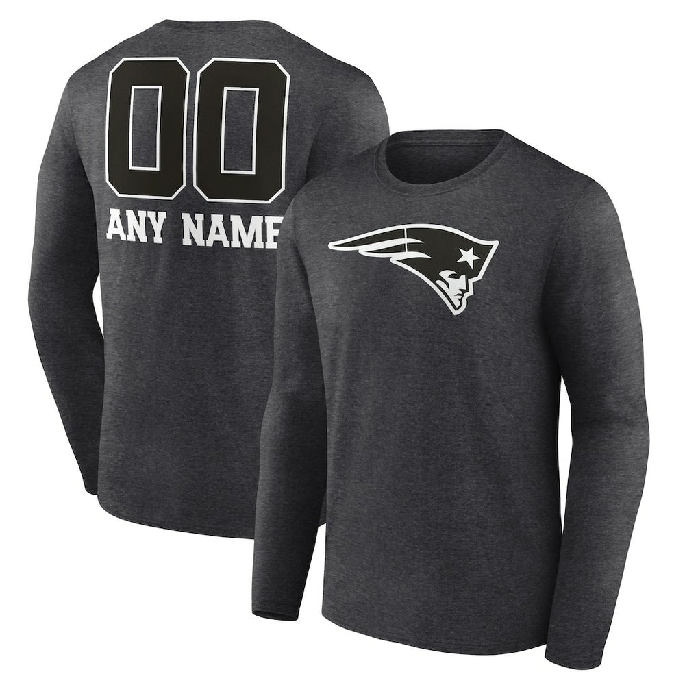 Personalized Name & Number Monochrome Long Sleeve T-Shirt - New England Patriots T-shirts