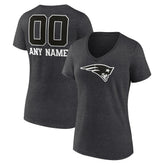Women's Personalized Name & Number Monochrome V-Neck Long Sleeve T-Shirt - New England Patriots T-shirts