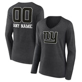 Women's Personalized Name & Number Monochrome V-neck T-Shirt - New York Giants T-shirts