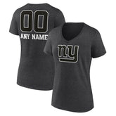 Women's Personalized Name & Number Monochrome V-Neck Long Sleeve T-Shirt - New York Giants T-shirts