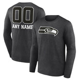 Personalized Name & Number Monochrome Long Sleeve T-Shirt - Seattle Seahawks T-shirts