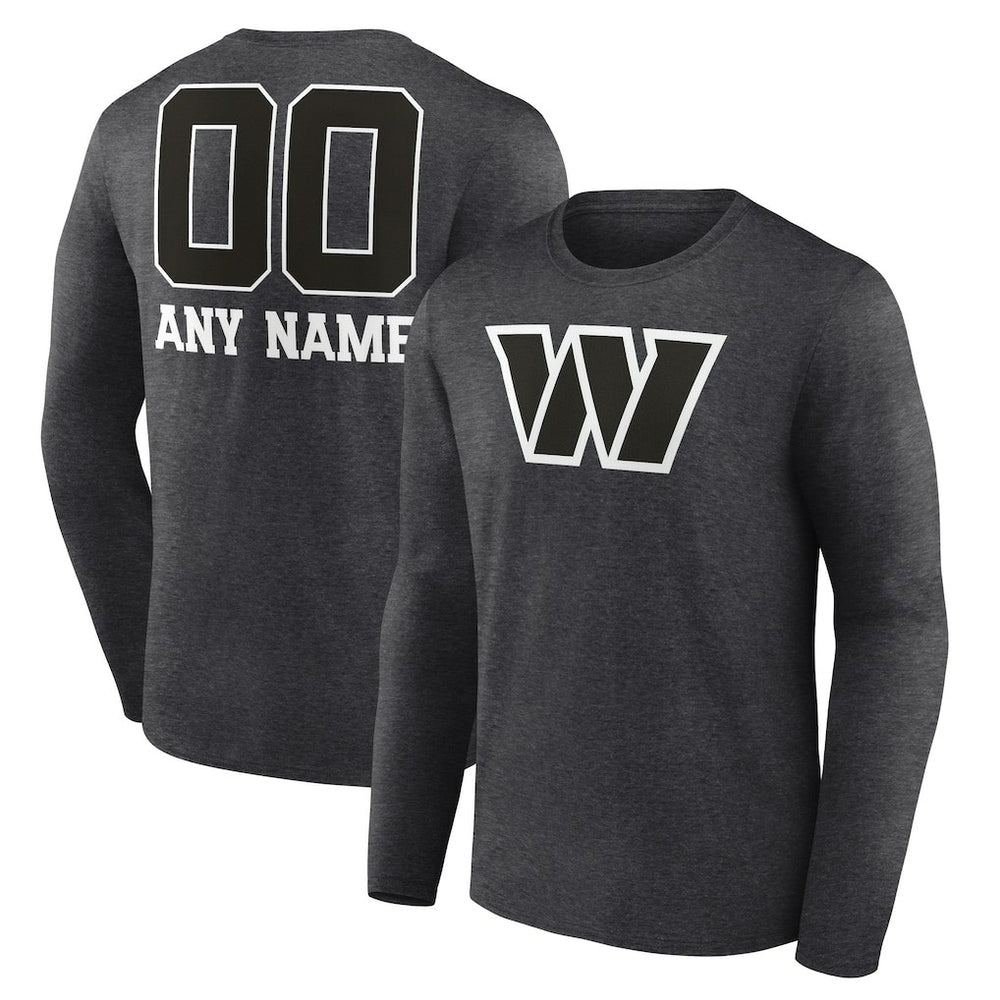 Personalized Name & Number Monochrome Long Sleeve T-Shirt - Washington Commanders T-shirts