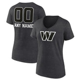 Women's Personalized Name & Number Monochrome V-Neck Long Sleeve T-Shirt - Washington Commanders T-shirts