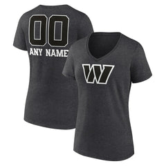 Women's Personalized Name & Number Monochrome V-Neck Long Sleeve T-Shirt - Washington Commanders T-shirts