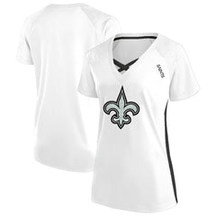 Women's Plus Size Glitter Lace-Up V- Neck T-Shirt - New Orleans Saints T-shirts