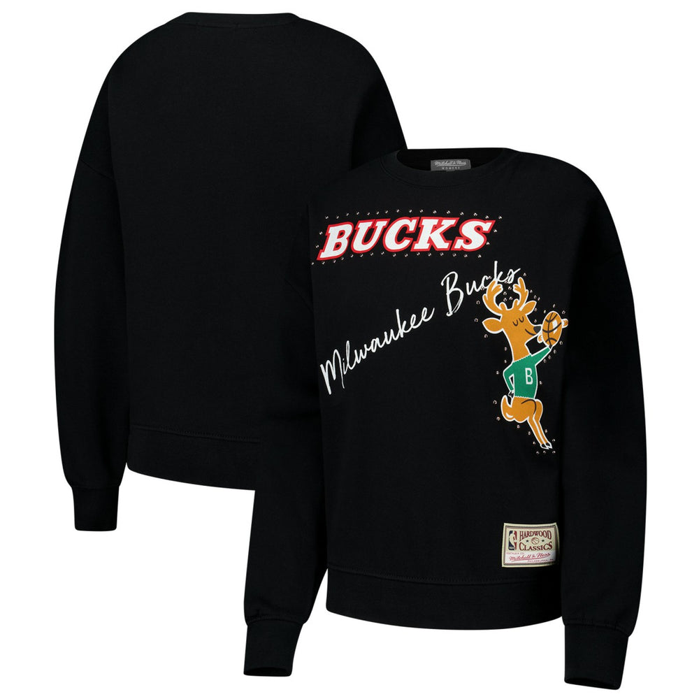 Mitchell & Ness Milwaukee Bucks Women's Hardwood Classics Home Team Pullover Sweatshirt