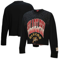 Mitchell & Ness Philadelphia 76ers Women's Hardwood Classics Studded Boxy Cropped Long Sleeve T-Shirt