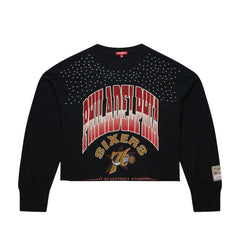 Mitchell & Ness Philadelphia 76ers Women's Hardwood Classics Studded Boxy Cropped Long Sleeve T-Shirt
