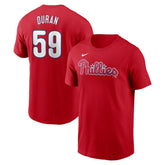 Red Jhoan Duran Philadelphia Phillies Nike Fuse Name & Number T-Shirt