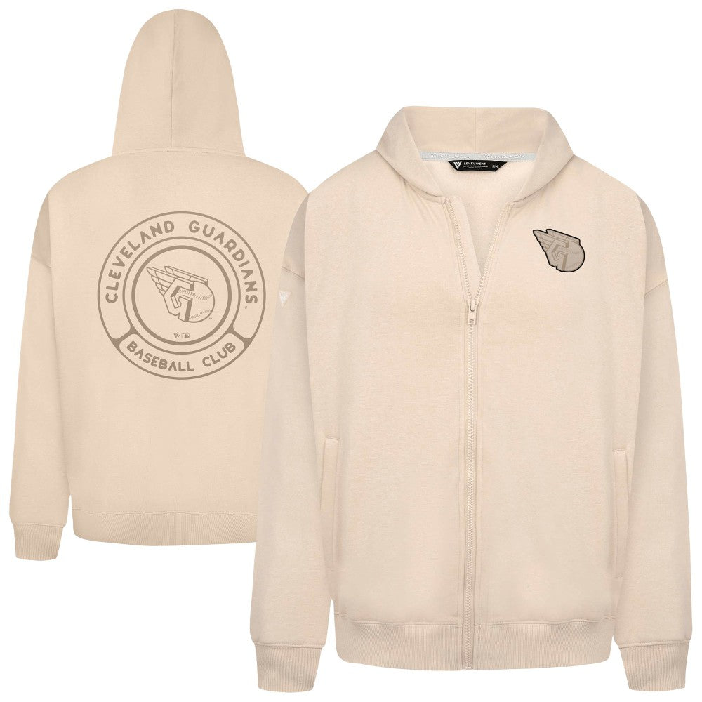 Khaki Cleveland Guardians Levelwear Uphill Oversized Full-Zip Hoodie