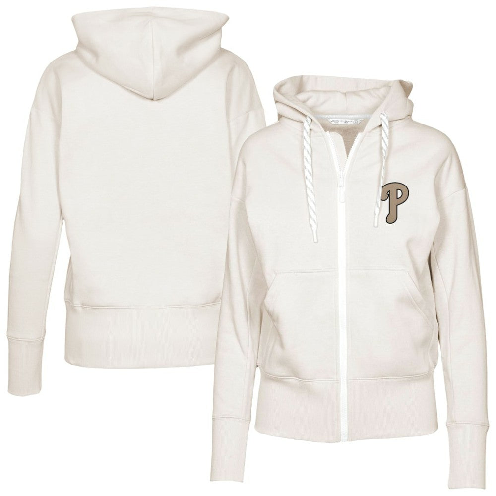 Khaki Philadelphia Phillies Levelwear Women's Gardinia Full-Zip Hoodie
