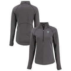 Cutter & Buck Women's Peshastin Eco Fleece Recycled Tri-Blend Raglan Half-Zip Jacket - Las Vegas Raiders Jackets