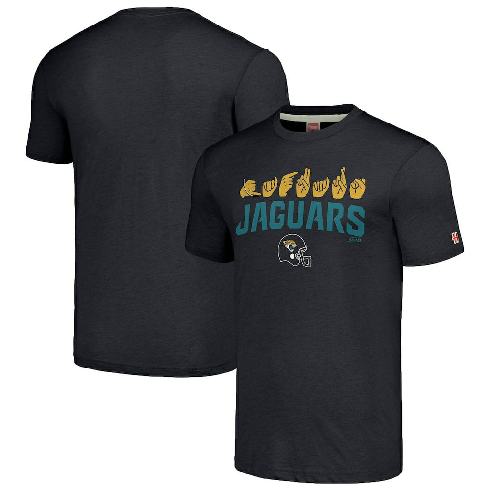 Homage Unisex The NFL ASL Collection by Love Sign American Sign Language T-Shirt - Jacksonville Jaguars T-shirts