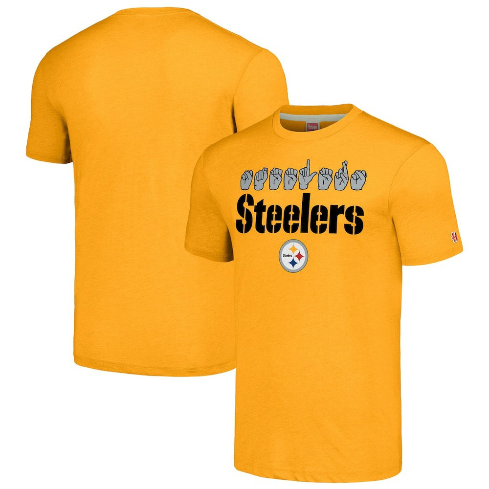 Homage Unisex The NFL ASL Collection by Love Sign American Sign Language T-Shirt - Pittsburgh Steelers T-shirts
