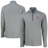 Heather Gray Boston Red Sox Cutter & Buck Peshastin Eco Fleece Recycled Raglan Quarter-Zip Top