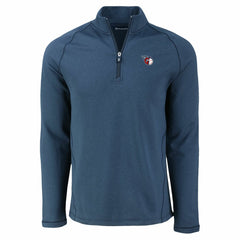 Heather Navy Cleveland Guardians Cutter & Buck Peshastin Eco Fleece Recycled Raglan Quarter-Zip Top
