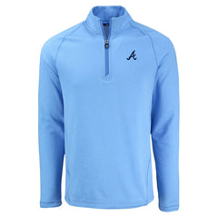 Heather Light Blue Atlanta Braves Cutter & Buck Peshastin Eco Fleece Recycled Raglan Quarter-Zip Top