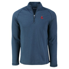 Heather Navy Boston Red Sox Cutter & Buck Peshastin Eco Fleece Recycled Raglan Quarter-Zip Top