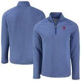 Heather Royal Philadelphia Phillies Cutter & Buck Peshastin Eco Fleece Recycled Raglan Quarter-Zip Top