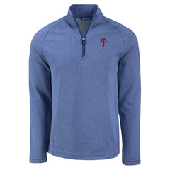Heather Royal Philadelphia Phillies Cutter & Buck Peshastin Eco Fleece Recycled Raglan Quarter-Zip Top