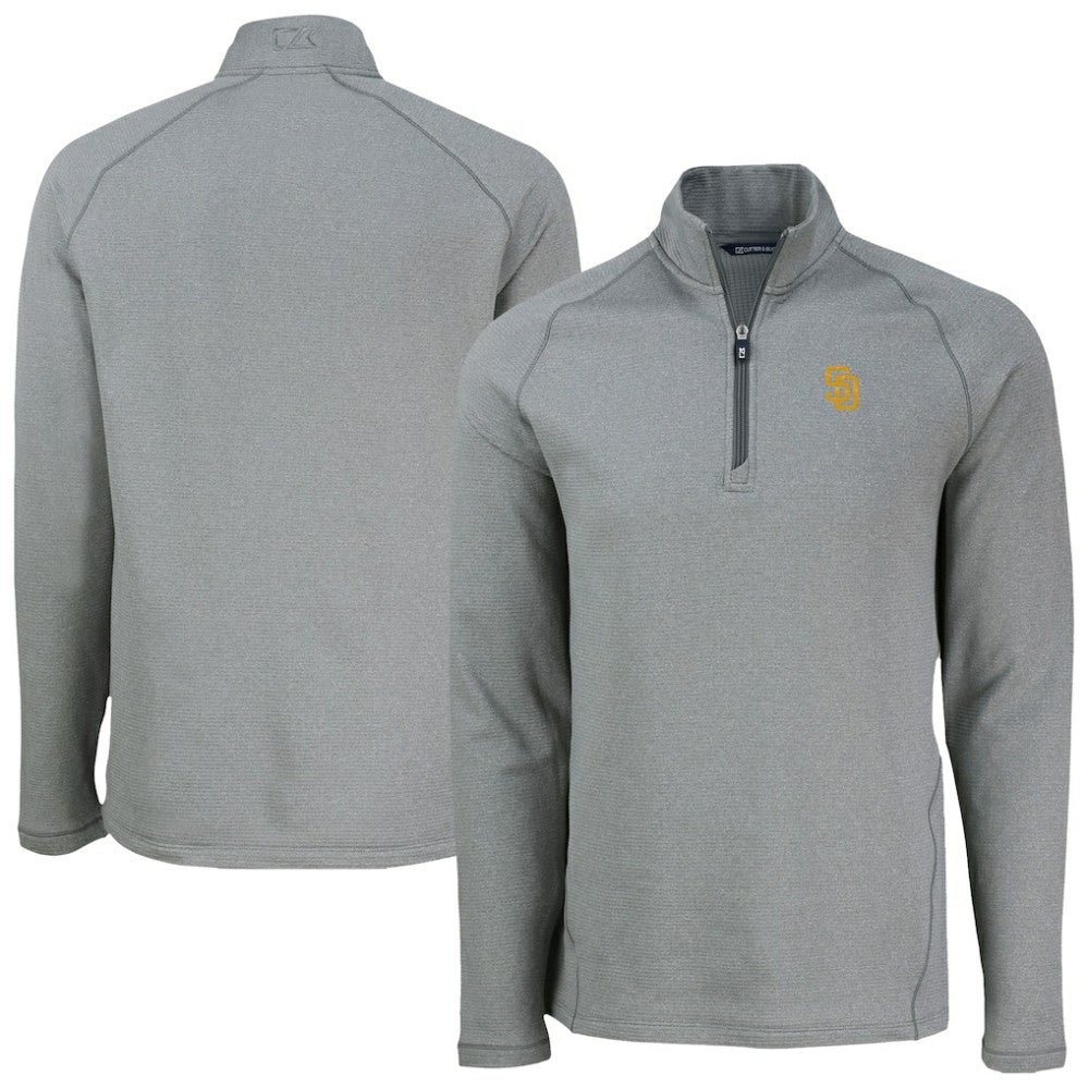 Heather Gray San Diego Padres Cutter & Buck Peshastin Eco Fleece Recycled Raglan Quarter-Zip Top