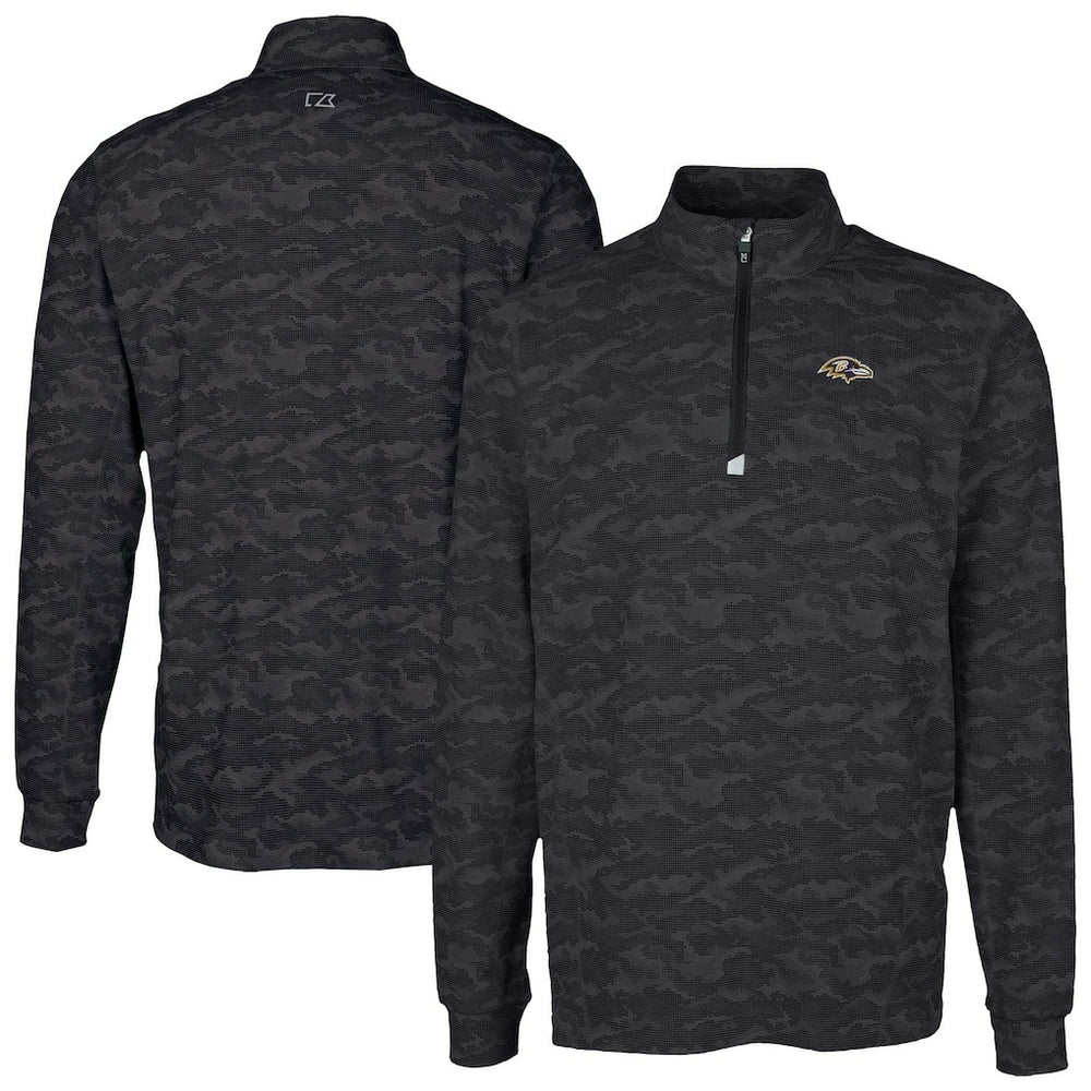 Cutter & Buck Traverse Camo Print Stretch Quarter-Zip Top - Baltimore Ravens Tops