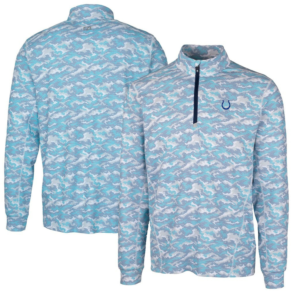 Cutter & Buck Traverse Camo Print Stretch Quarter-Zip Pullover Top - Indianapolis Colts Pullover