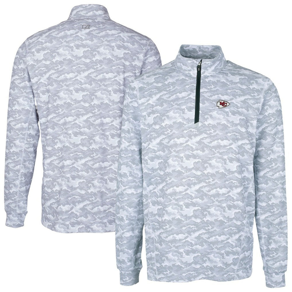 Cutter & Buck Big & Tall Traverse Eco Camo Tri-Blend DryTec Quarter-Zip Jacket - Kansas City Chiefs Jackets